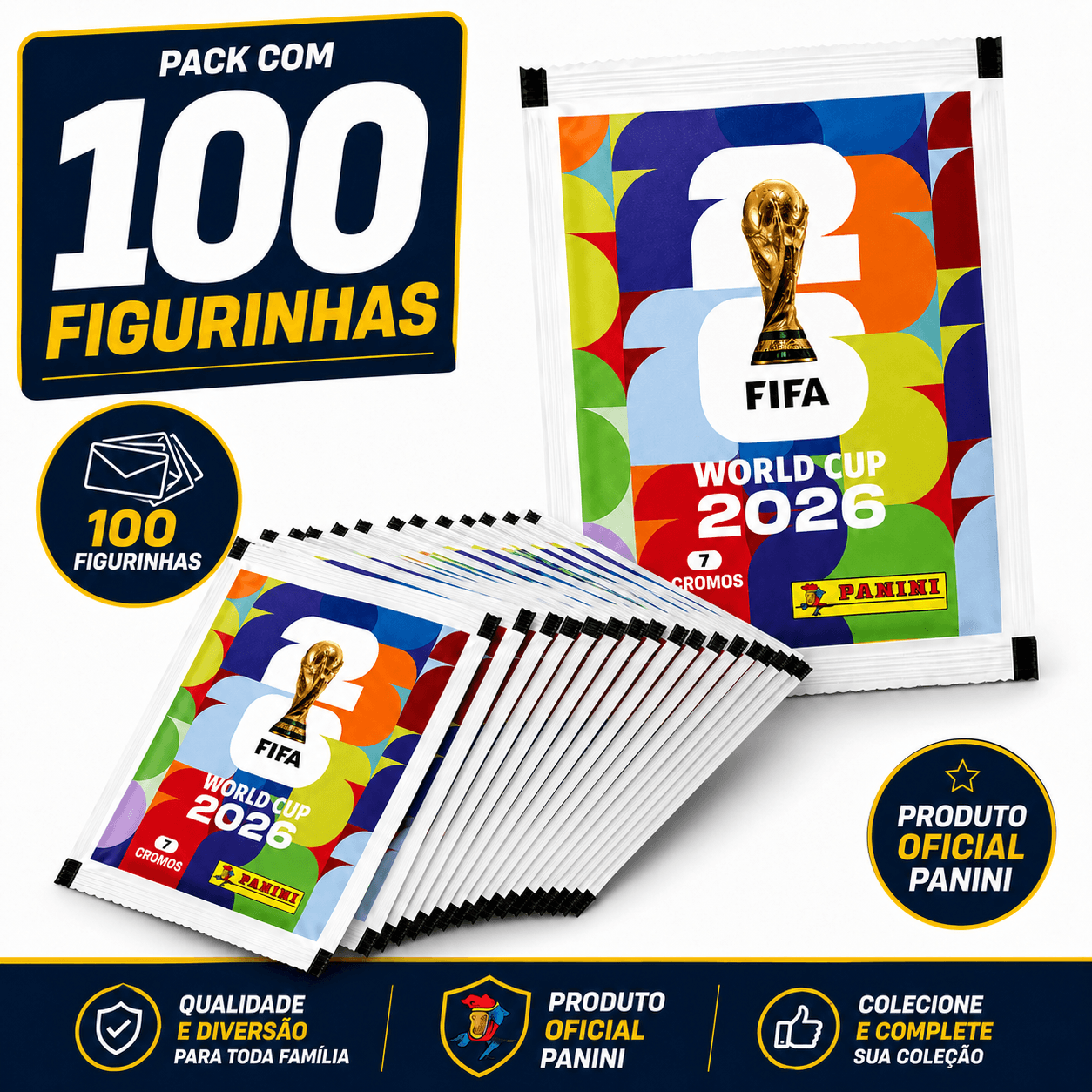 Pack com 100 figurinhas da Copa 2026