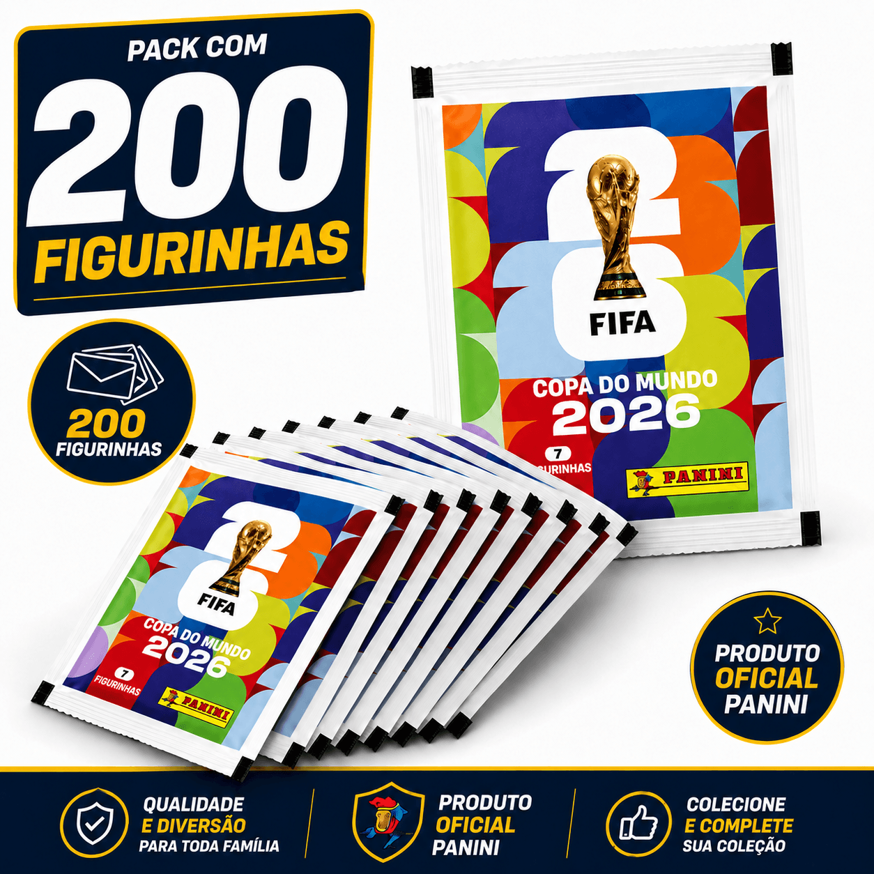 Pack com 200 figurinhas da Copa 2026