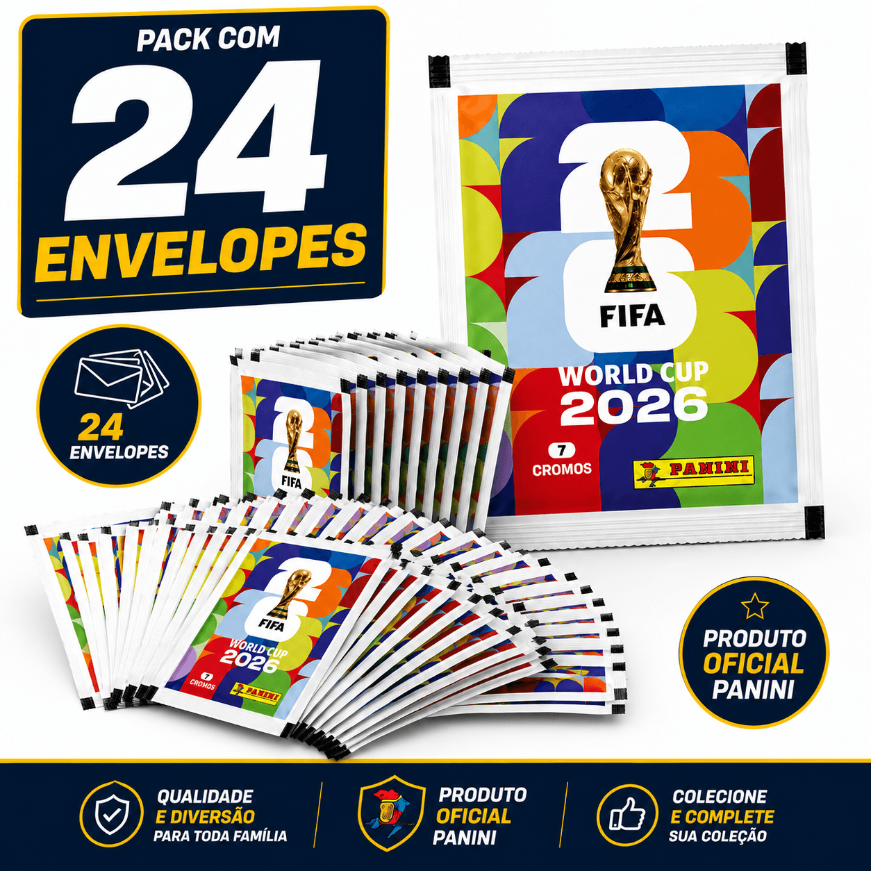 Pack com 24 envelopes da Copa 2026