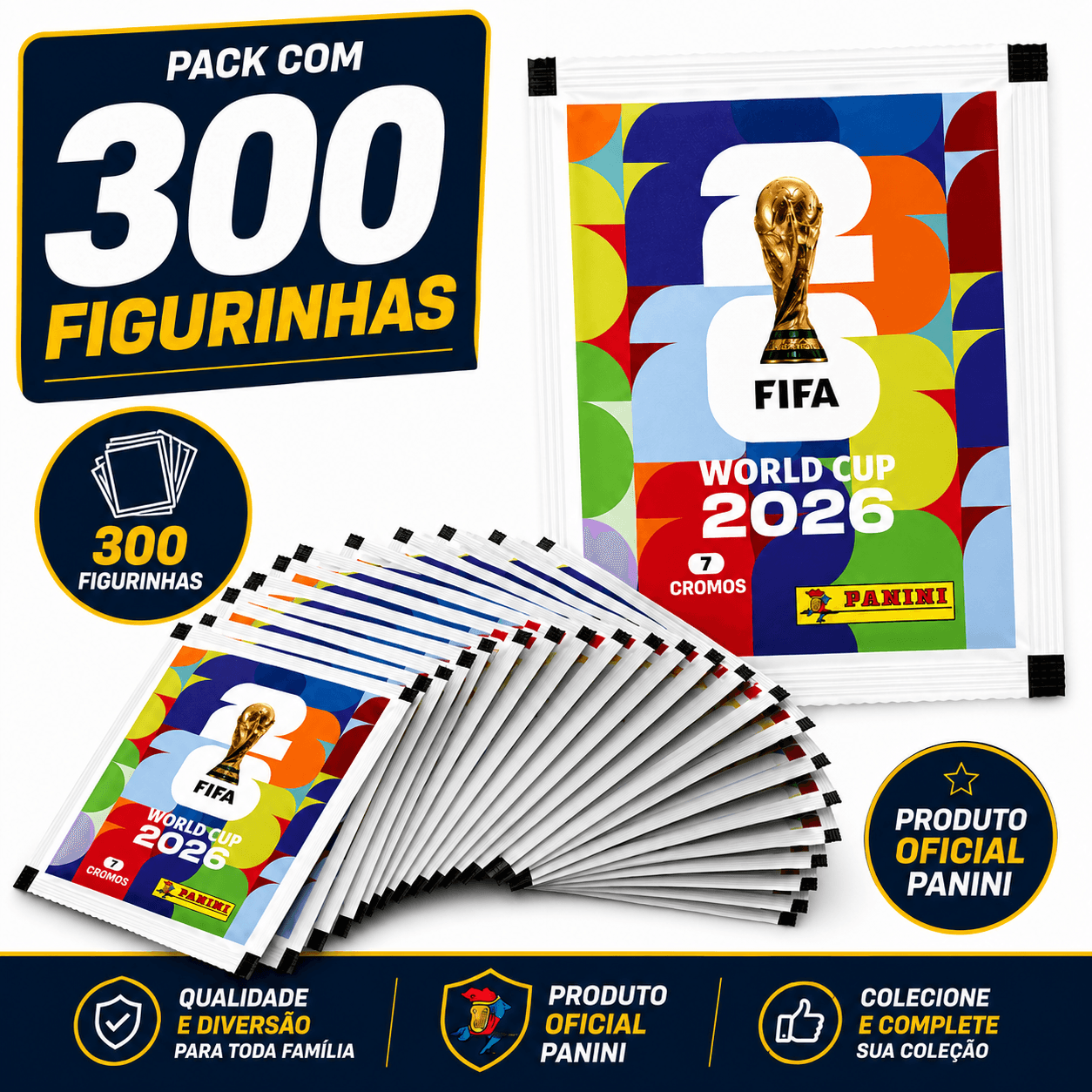 Pack com 300 figurinhas da Copa 2026