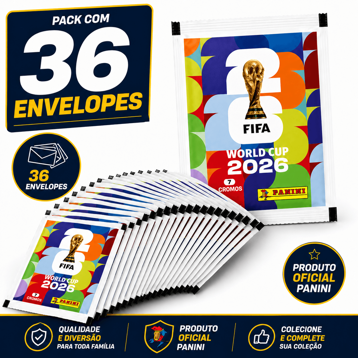 Pack com 36 envelopes da Copa 2026
