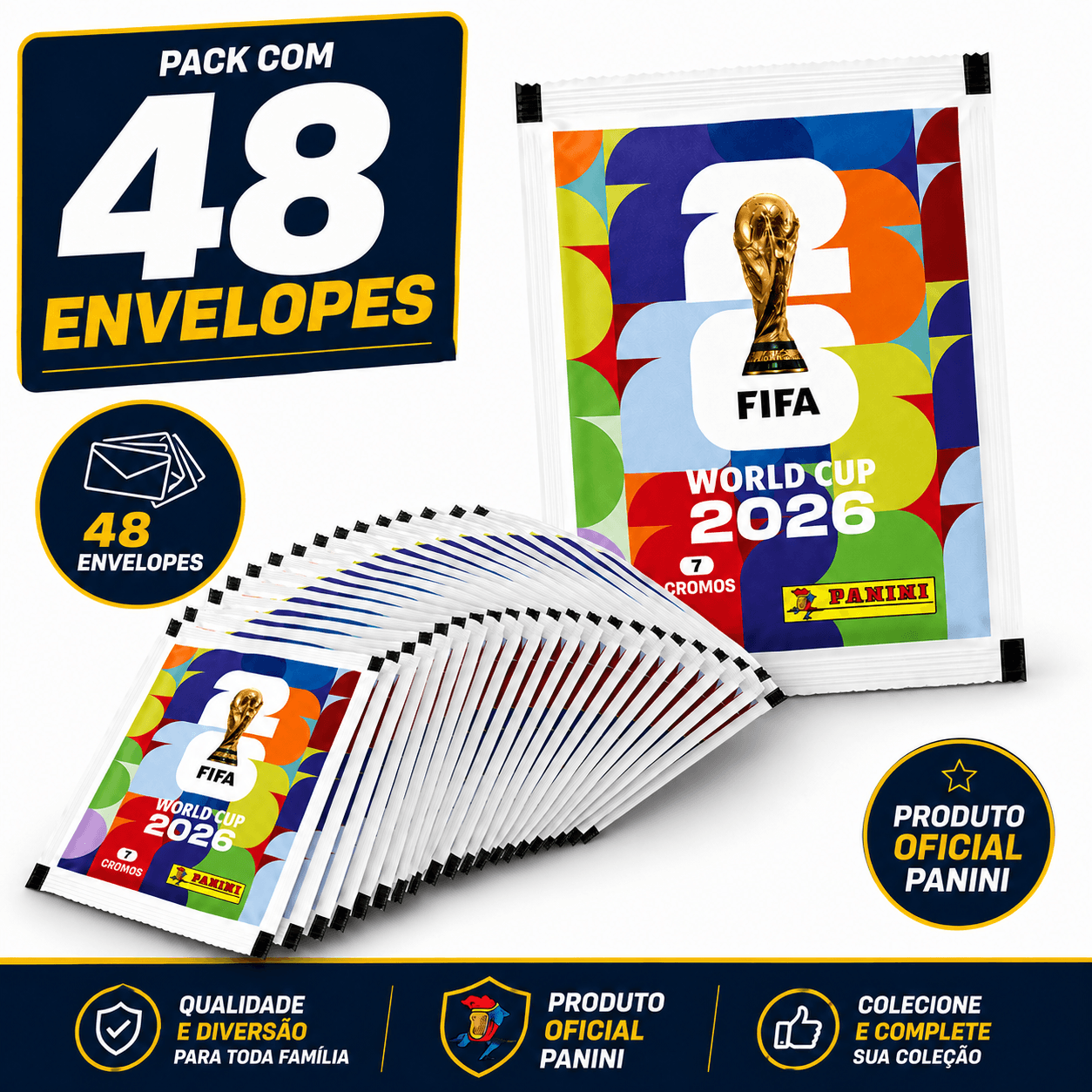 Pack com 48 envelopes da Copa 2026