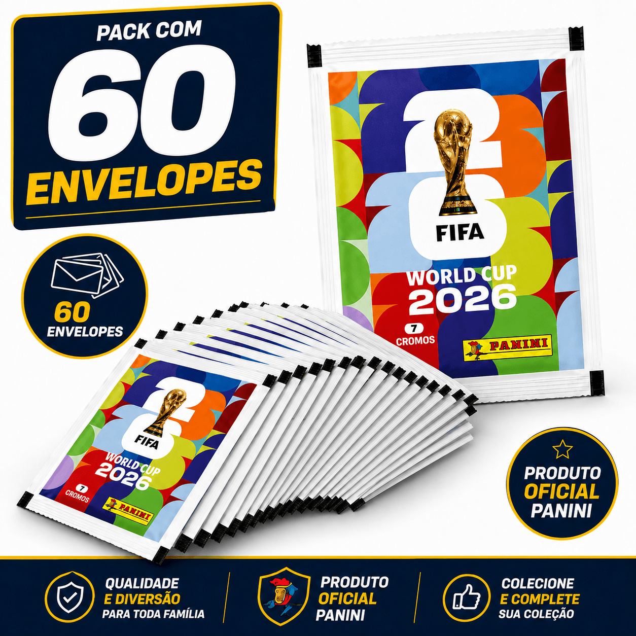 Pack com 60 envelopes da Copa 2026
