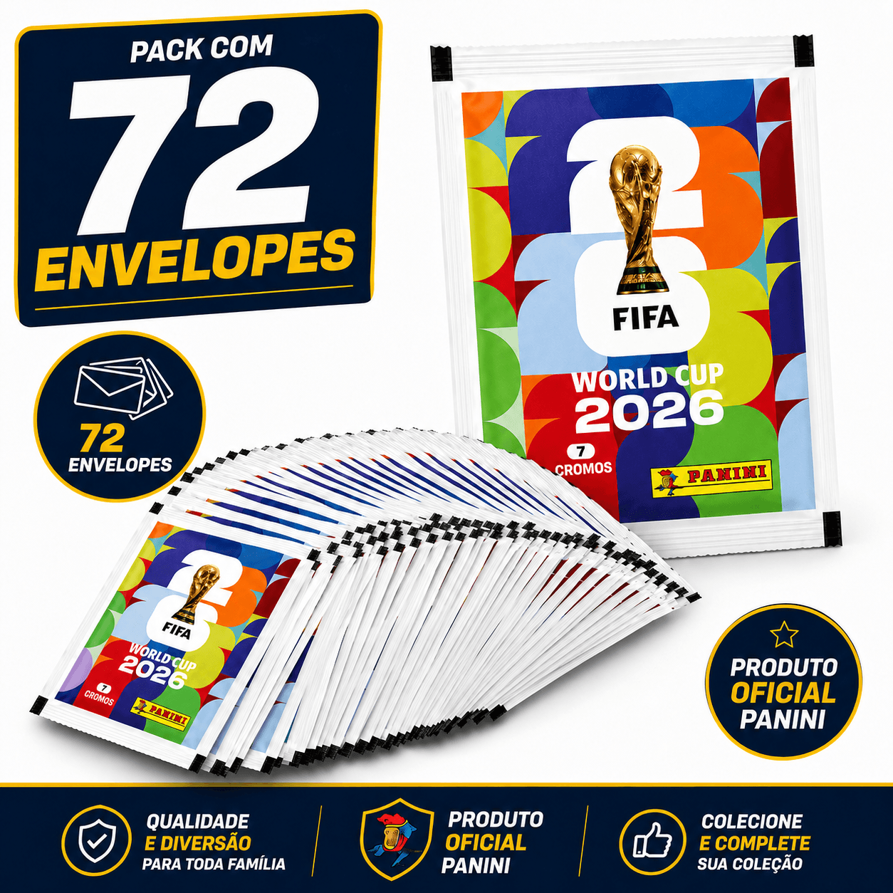 Pack com 72 envelopes da Copa 2026